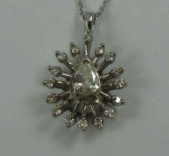 DIAMOND AND 14K WHITE GOLD PENDANT NECKLACE. The p - 2