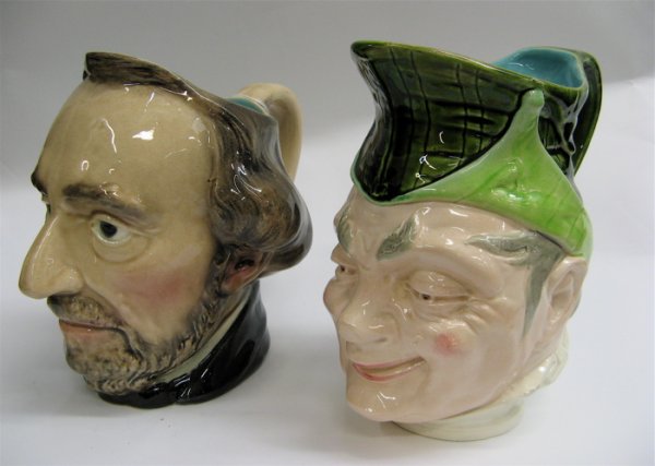TWO SARREQUEMINES FRANCE CHARACTER JUGS, includin