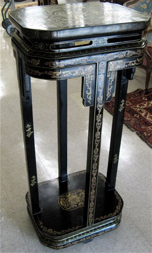 A TALL PAIR OF CHINESE PEDESTAL TABLES, with rect