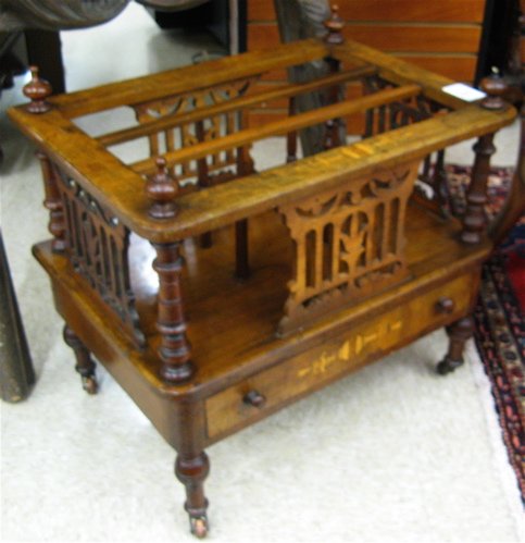 VICTORIAN INLAID BURL WALNUT CANTERBURY, English,
