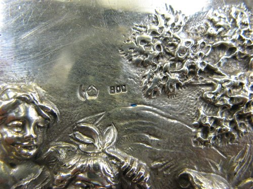 GERMAN .800 FINE SILVER OVAL BOWL, late 19th c., o - 2