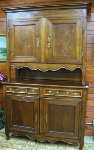 LOUIS XV STYLE OAK BUFFET A DEUX CORPS, French, m