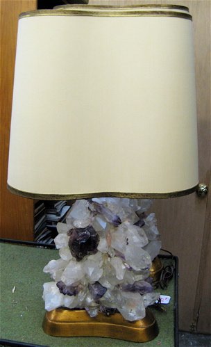PAIR COLLECTOR'S AMETHYST AND QUARTZ CRYSTAL TABLE