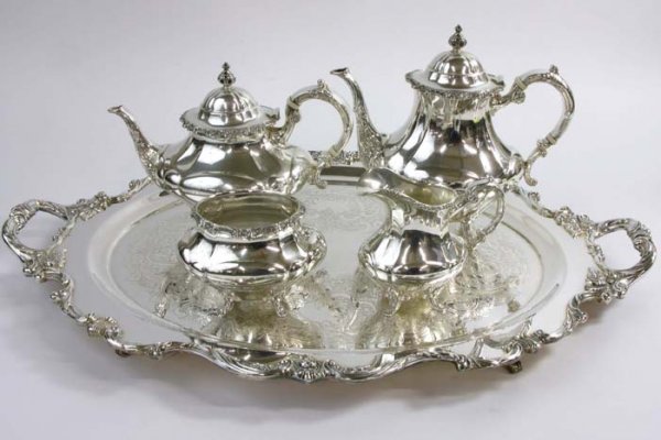 STERLING SILVER COFFEE & TEA SERVICE PLUS A TRAY,