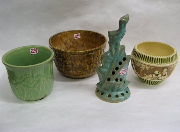 FOUR AMERICAN ART POTTERY PIECES, including a Ful