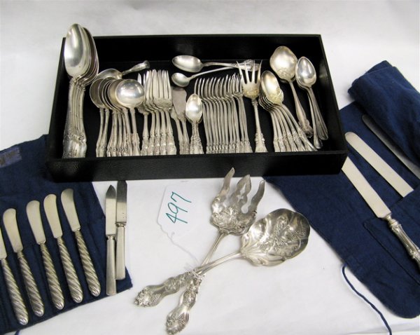 A GROUP OF 1900'S SILVER PLATED FLATWARE, 80 piec
