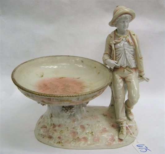 GERMAN RW RUDOLSTADT FIGURAL POTTERY COMPOTE, dep