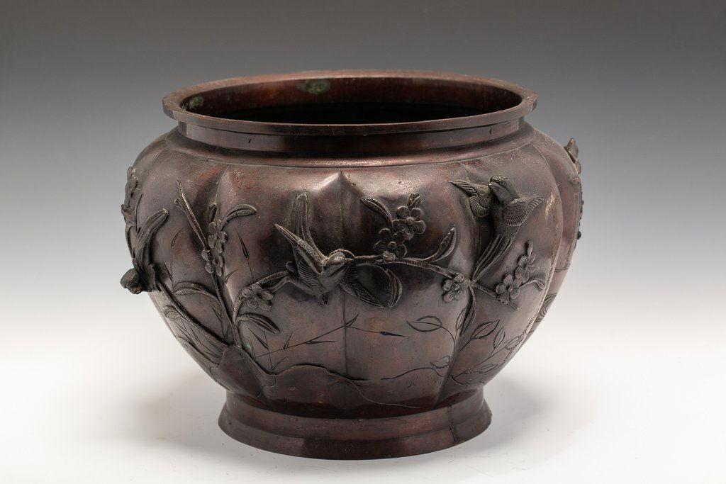 Japanese Meiji Era Red Bronze Jardiniere by Murakami (1 of 6)