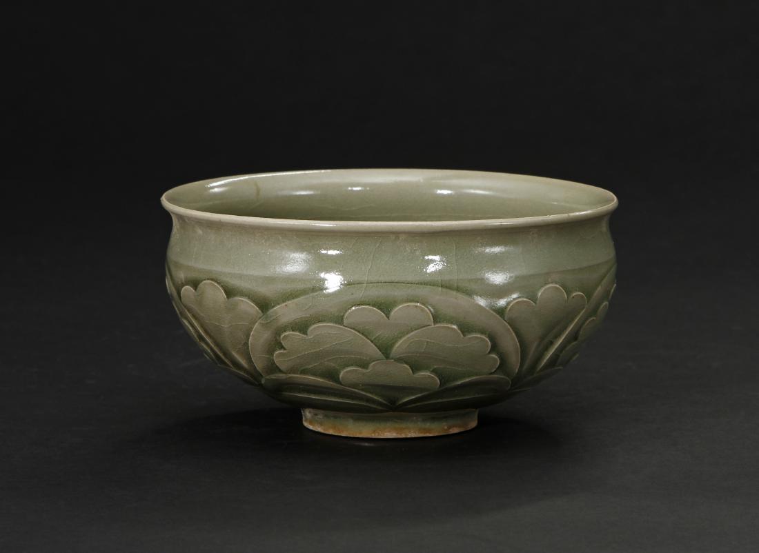 Carved Yaozhou Celadon 'Peony' Bowl (1 of 7)