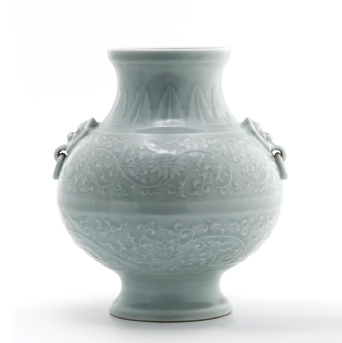 Celadon Glazed Baluster Handled Vase (1 of 10)