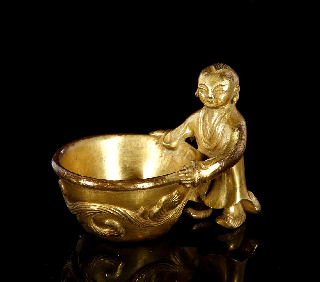 Chinese Gilt Bronze Figural Brush Washer (1 of 4)