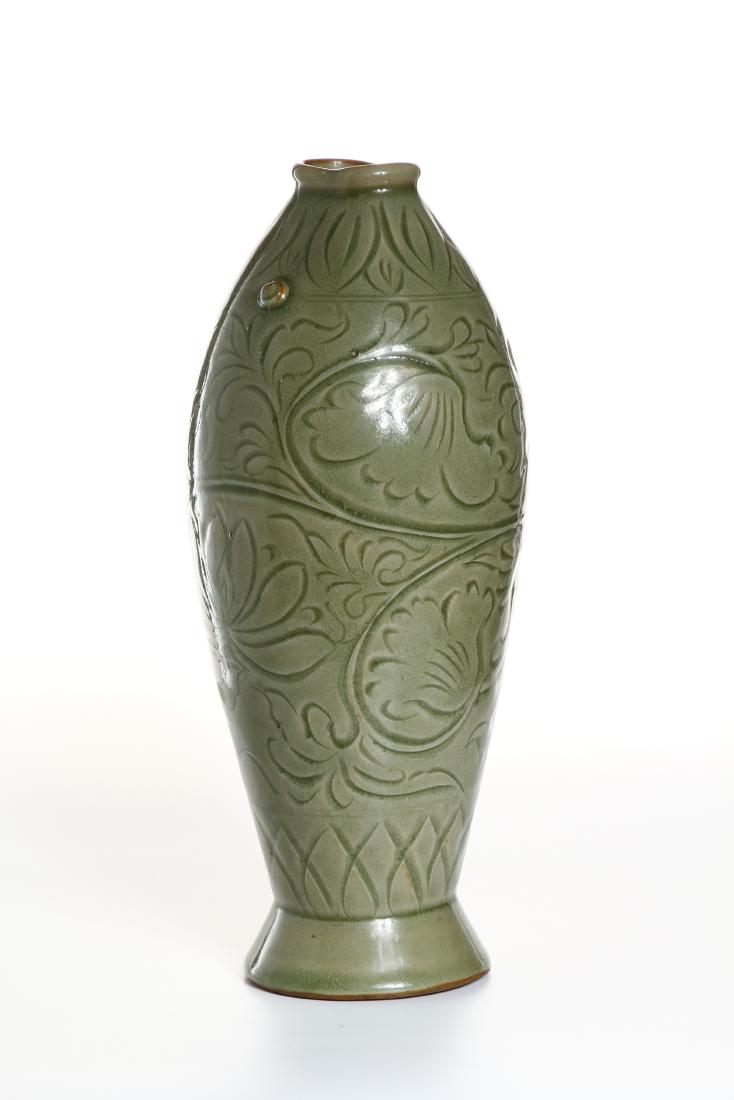 Rare Yaozhou Celadon Carved 'Fish Form' Vase (1 of 8)