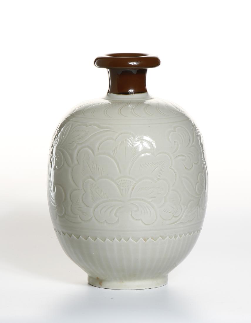 Rare Brown-Slip Decorated White Ding Ovoid Vase (1 of 11)