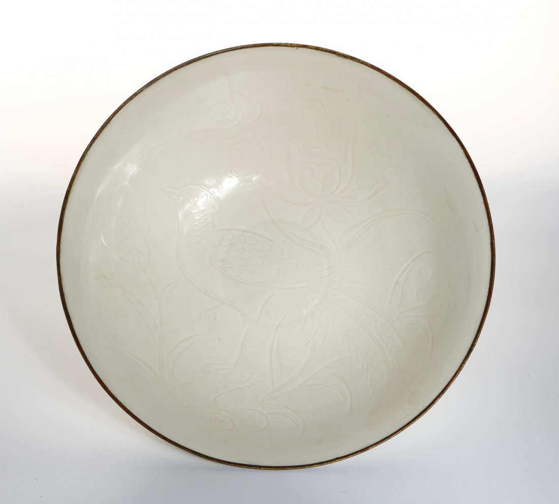 Chinese Large Carved Ding Ware Bowl (1 of 5)