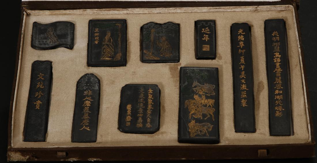Set of Ten Inscribed Inkstones with Box (1 of 3)