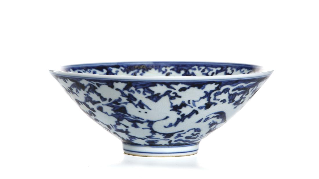 Chinese Blue Glazed White Reserved 'Dragon' Bowl (1 of 13)
