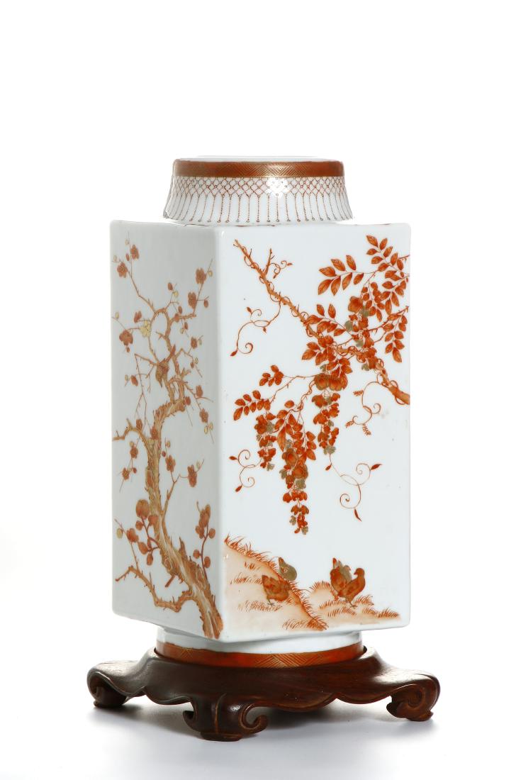 Chinese Iron Red Cong-Form Vase Converted Lamp (1 of 8)