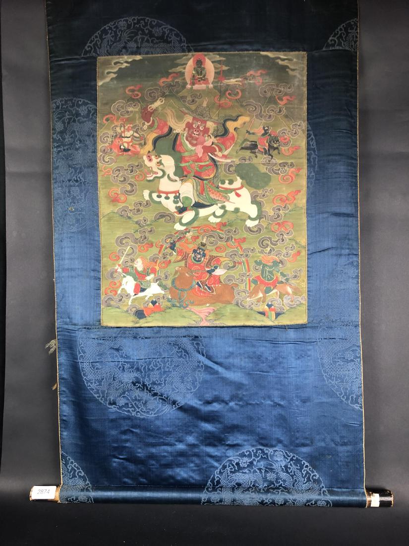 Chinese Tibetan Thangka Depicting Lhamo (1 of 9)