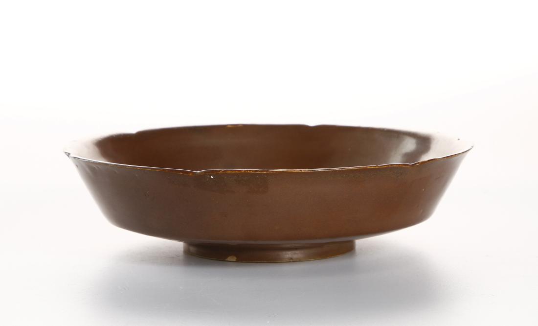 Chinese Persimmon Glazed Ting-Type Mallow Form Dish (1 of 4)