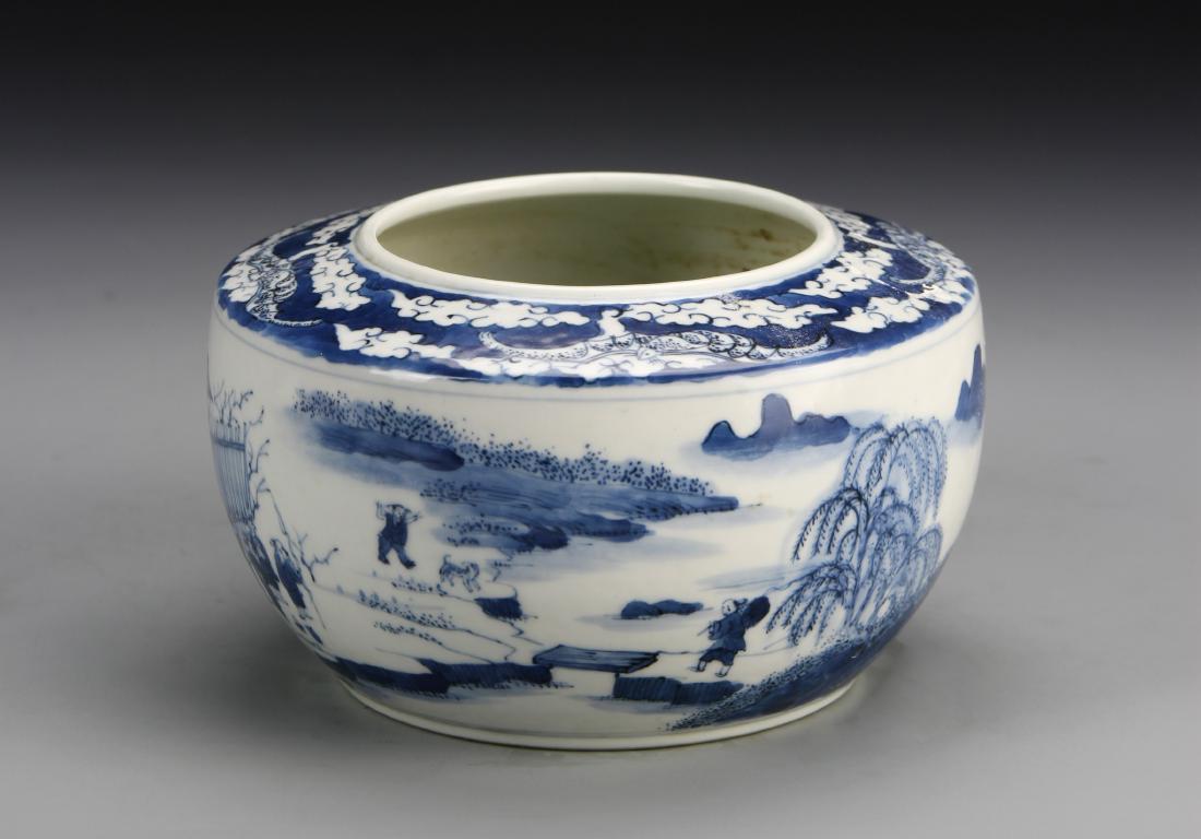 Chinese Blue and White 'Landscape' Brushwasher (1 of 6)
