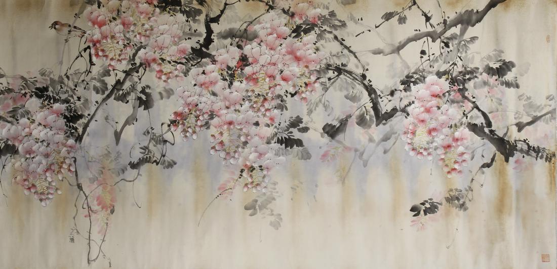 Chinese Scroll Painting of Peach Blossom (1 of 8)