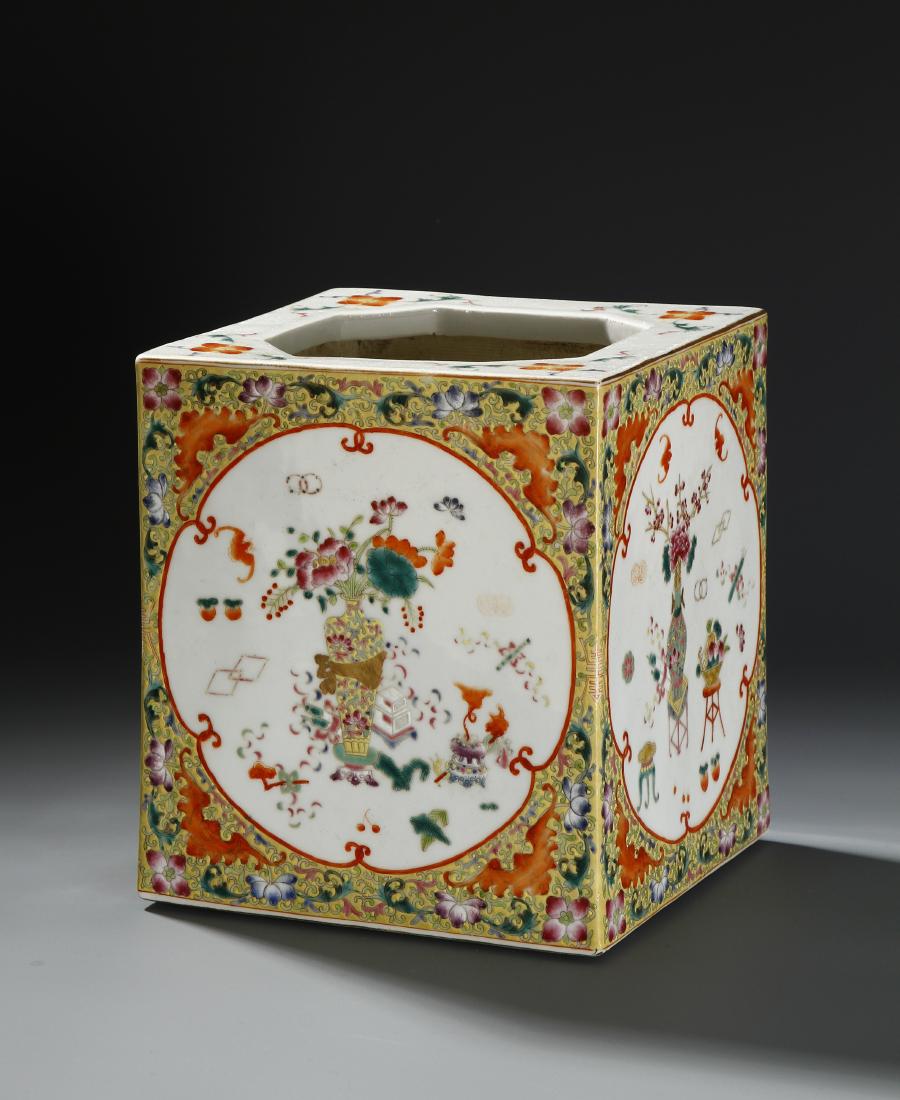 Chinese Famille Rose Square Brushpot (1 of 7)