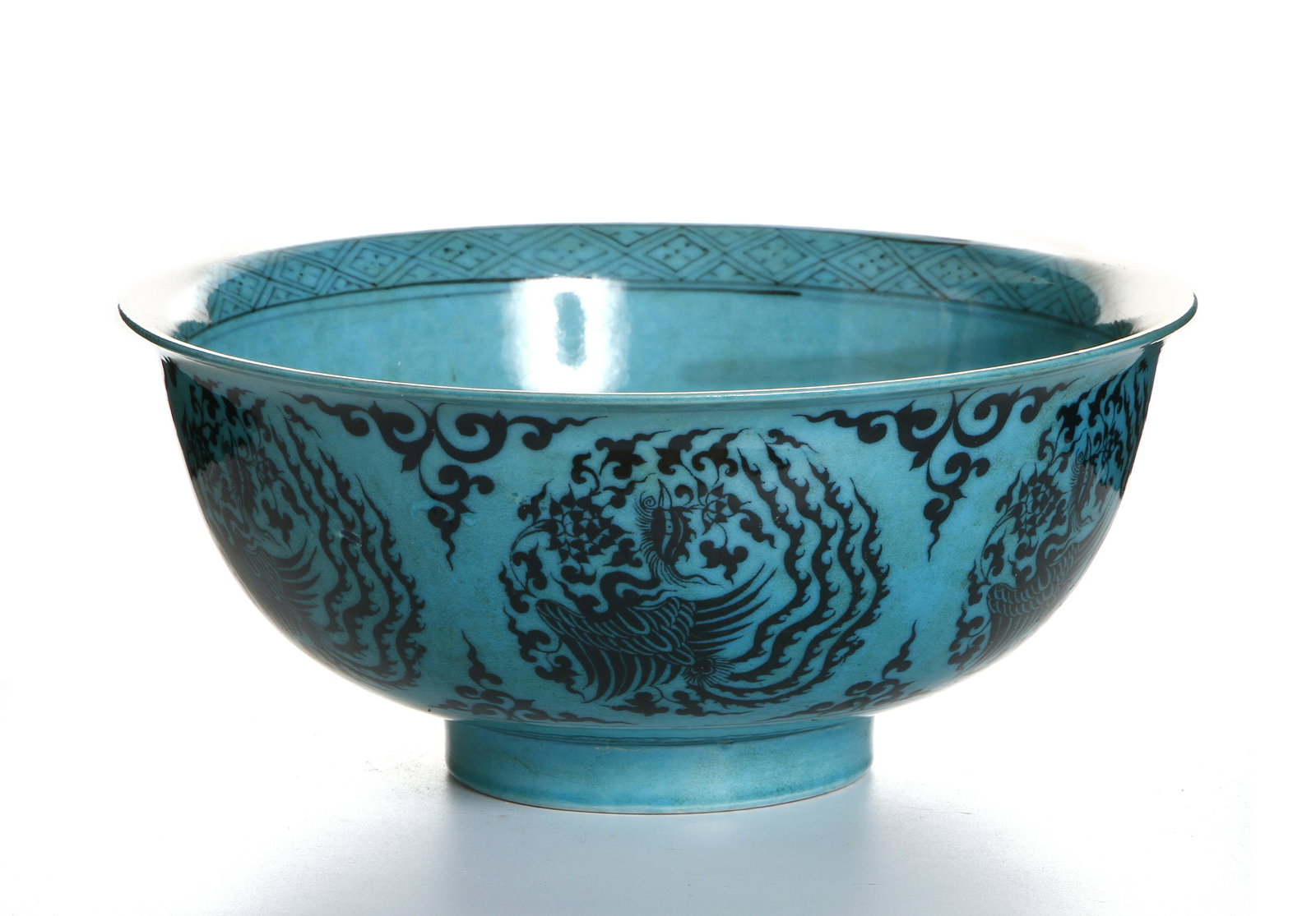 Chinese Turquoise-Glazed 'Phoenix' Medallion Bowl (1 of 7)