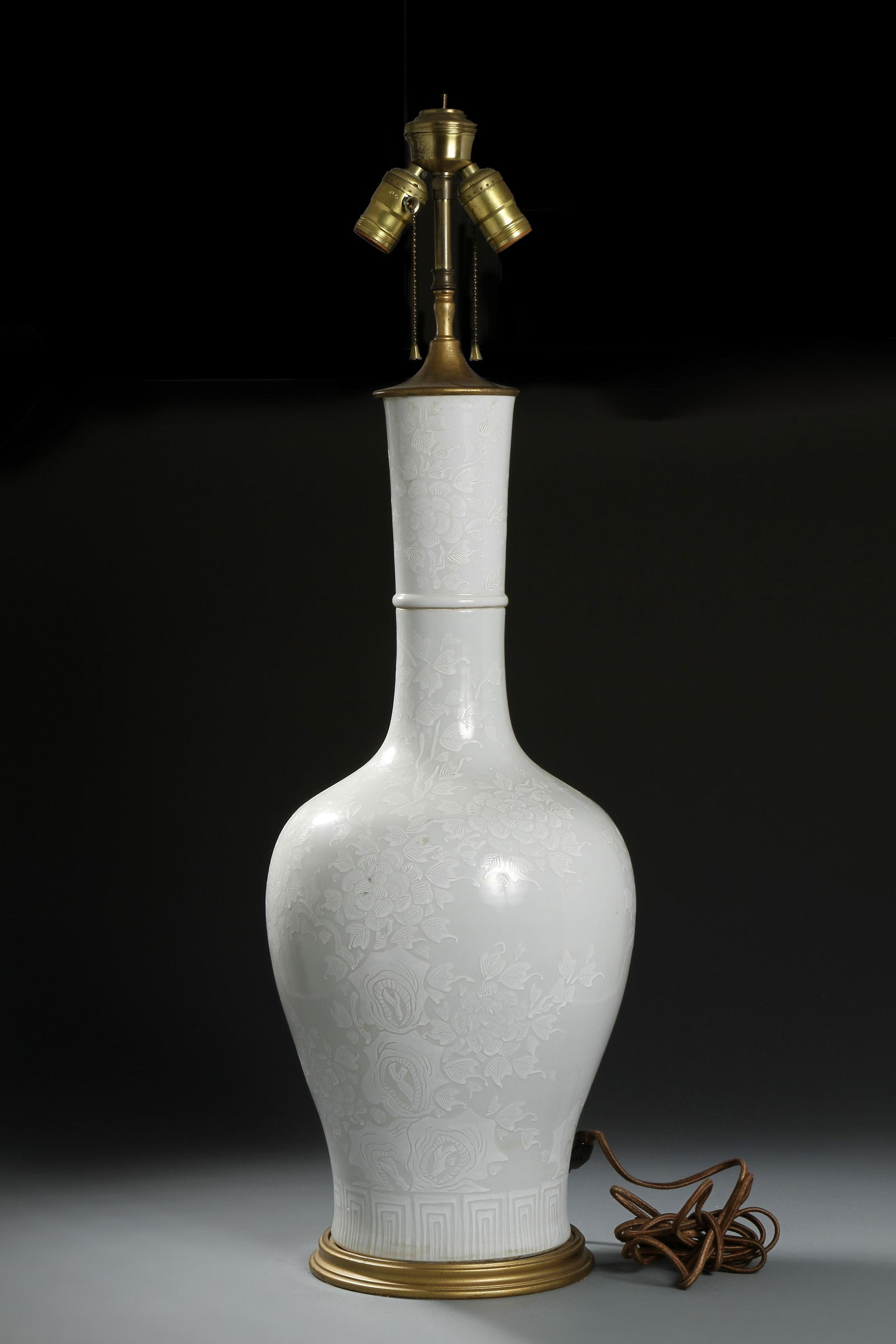 Chinese White Glazed Vase, Mounted as Lamp (1 of 7)