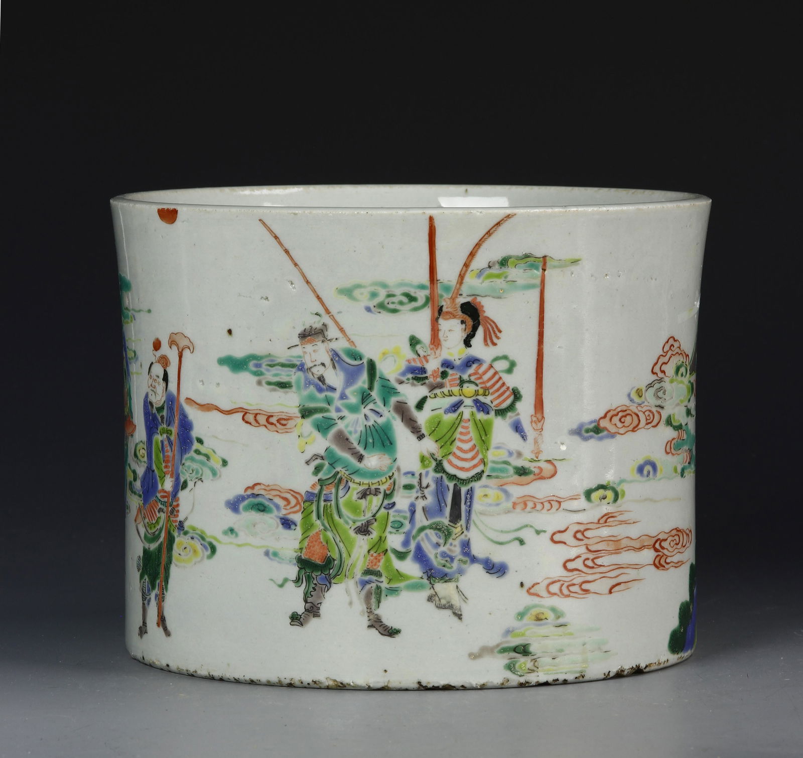 Chinese Famille Rose Figural Brushpot (1 of 9)