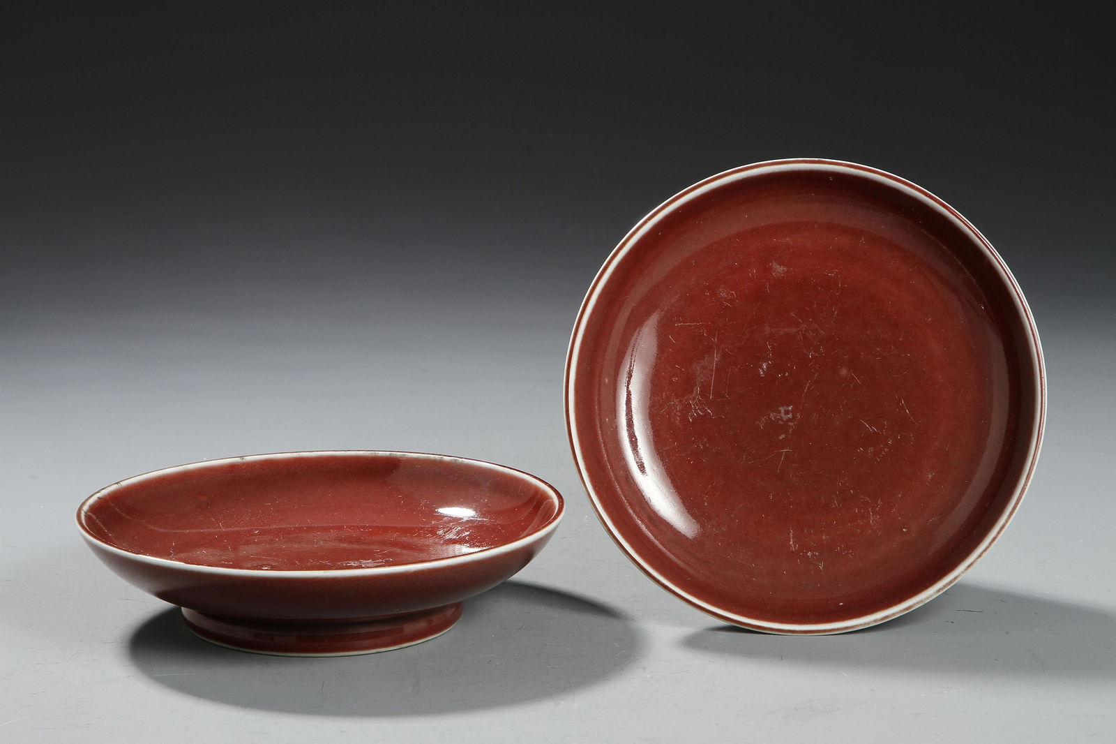 Pair of Chinese Copper Red Red Glazed Dishes (1 of 10)