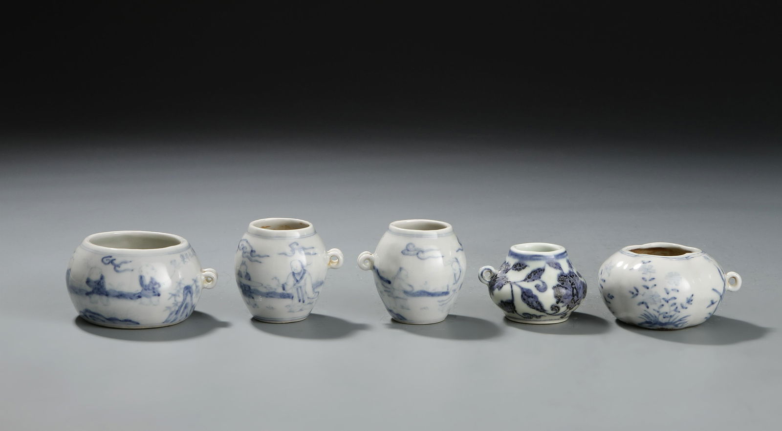 Group of Five Blue/White Porcelain Bird Feeders (1 of 10)