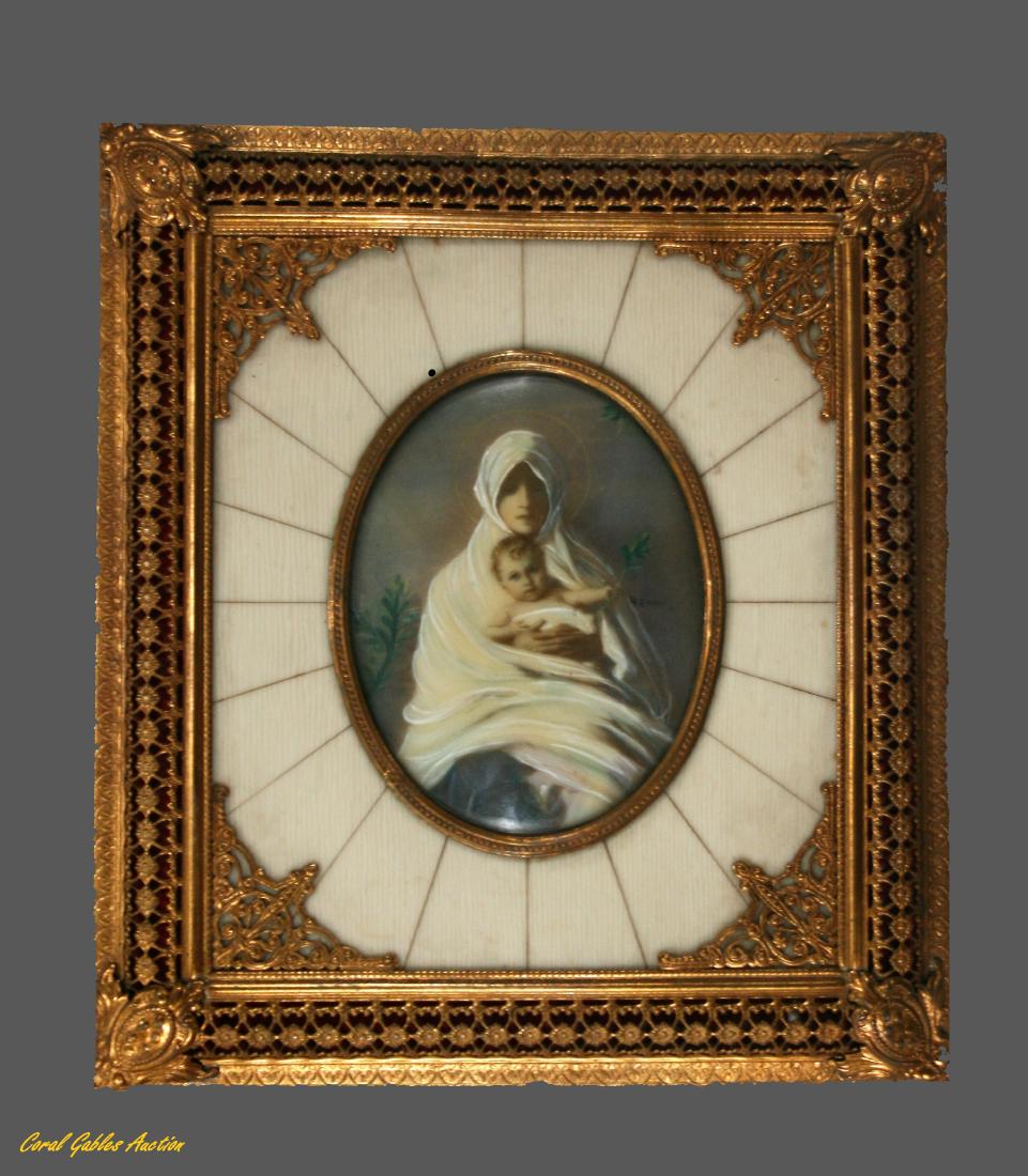 Antique European miniature painting. (1 of 2)