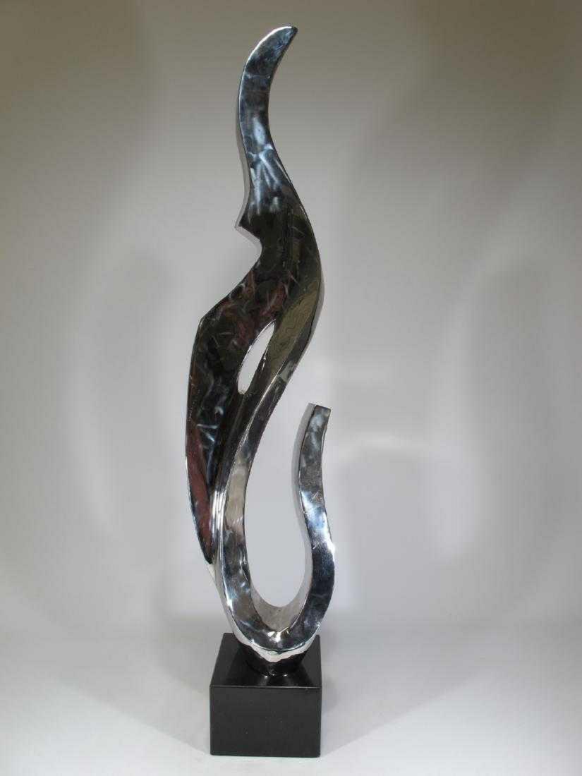 Probably silvered bronze modern abstract sculpture (1 of 3)