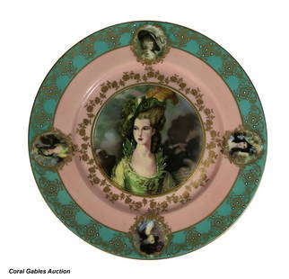 Royal Vienna Portrait Cabinet Plate Ladie by: Bbeautiful portrait cabinet plate made by Royal Vienna. It has a blue beehive mark on the back. These plate are beautiful and they depict a portrait of a beautiful lady. The piece has a signature and