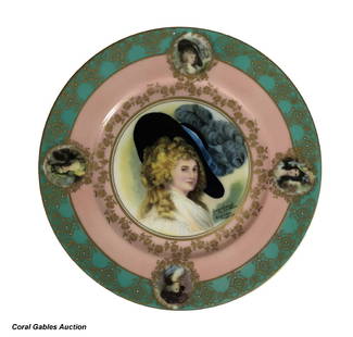 Royal Vienna Portrait Cabinet Plate Ladie by: Bbeautiful portrait cabinet plate made by Royal Vienna. It has a blue beehive mark on the back. These plate are beautiful and they depict a portrait of a beautiful lady. The piece has a signature and