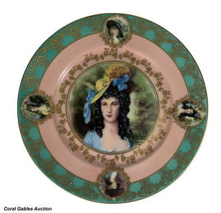 Royal Vienna Portrait Cabinet Plate Ladie by: Bbeautiful portrait cabinet plate made by Royal Vienna. It has a blue beehive mark on the back. These plate are beautiful and they depict a portrait of a beautiful lady. The piece has a signature and