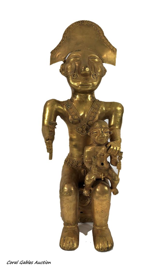 antique Colombian Gold and copper Tumbaga: antique Colombian Gold and copper Tumbaga. Measure 16"in H.