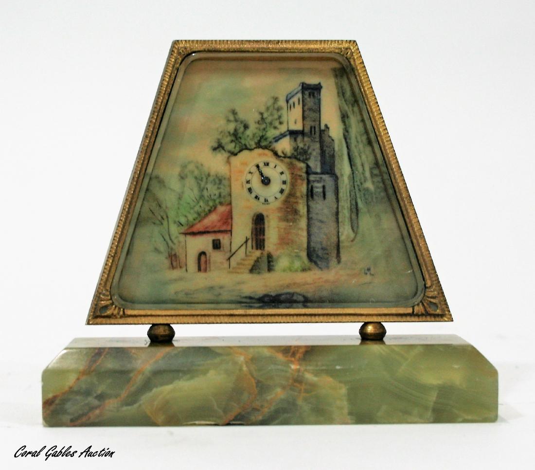 Antique Viennese Austrian Painting Miniature Clock, (1 of 4)