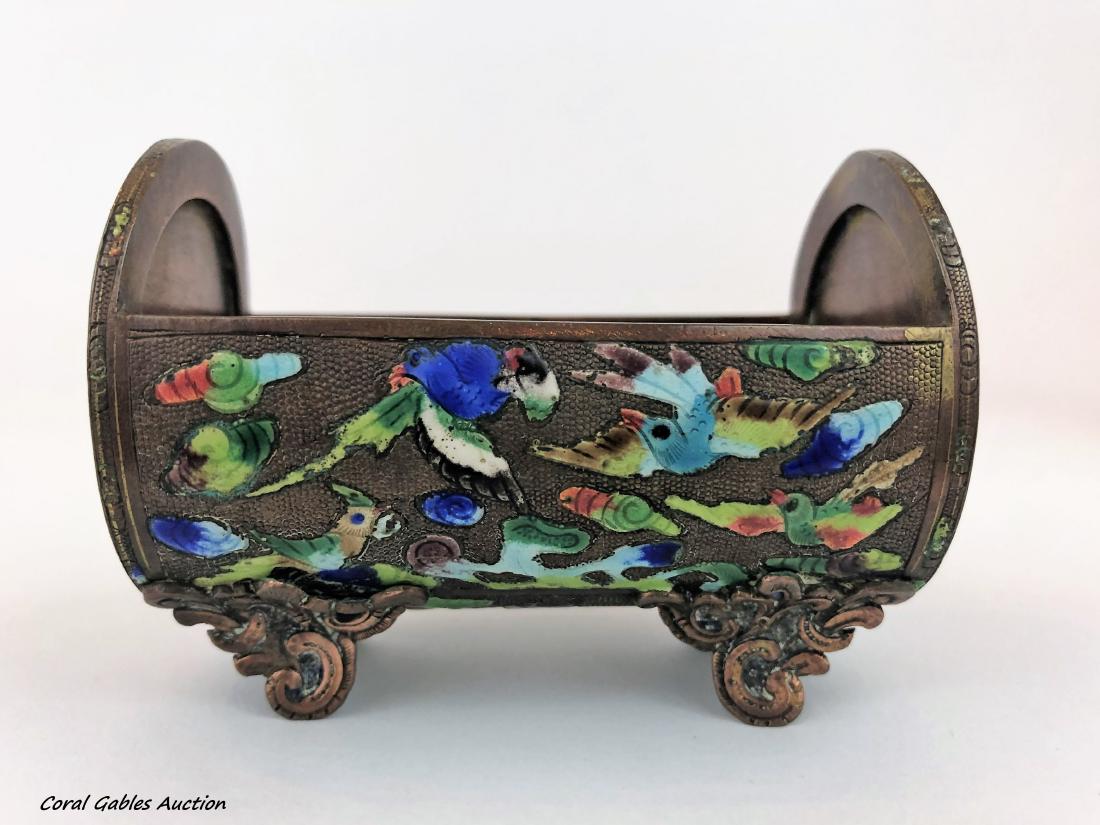 Bronze and enamel toothpicks holder