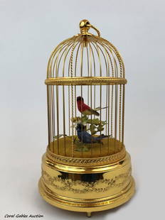 Bird Cage Music Box: Bird Cage Music Box. Measure 11 1/4"in H.