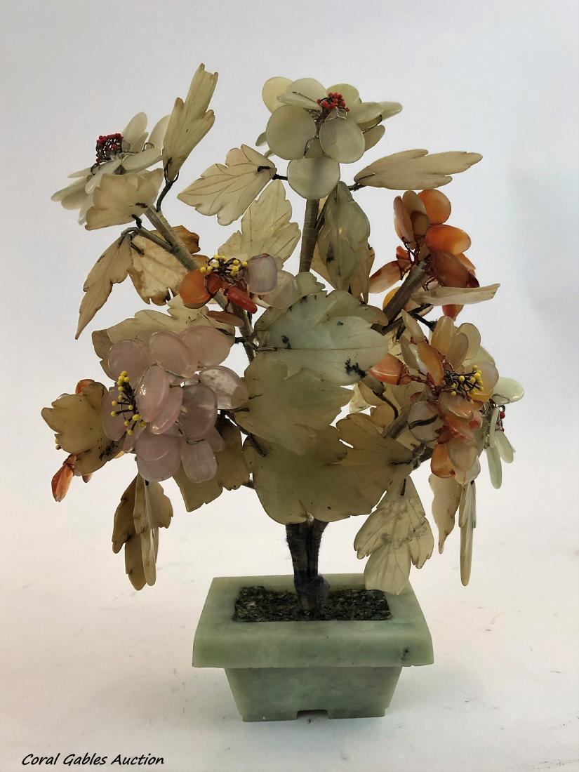 Antique Chinese Jade and Carnelian Flower Planter, (1 of 1)