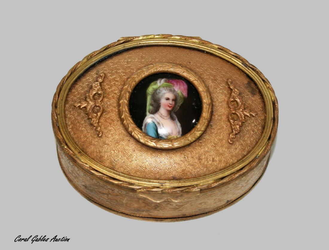 Antique Gilt Ormolu Portrait Miniature Jewelry Box (1 of 2)