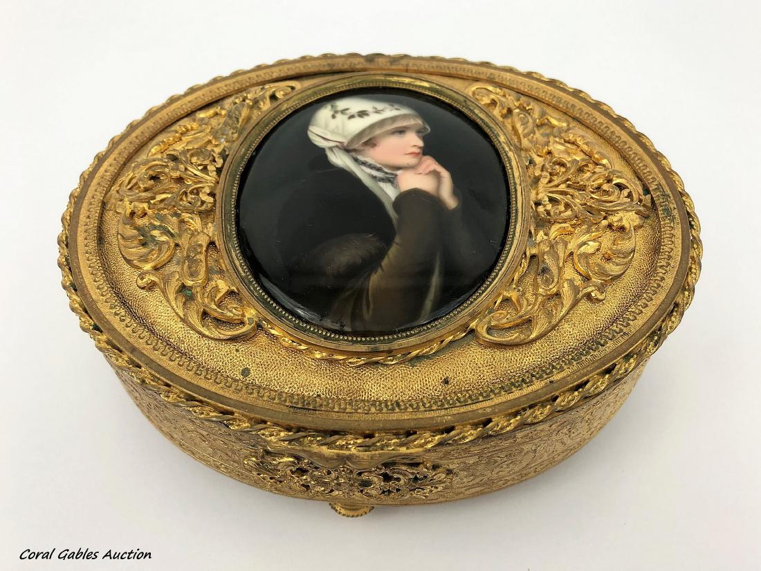 Antique bronze box with a porcelain plaque (1 of 2)