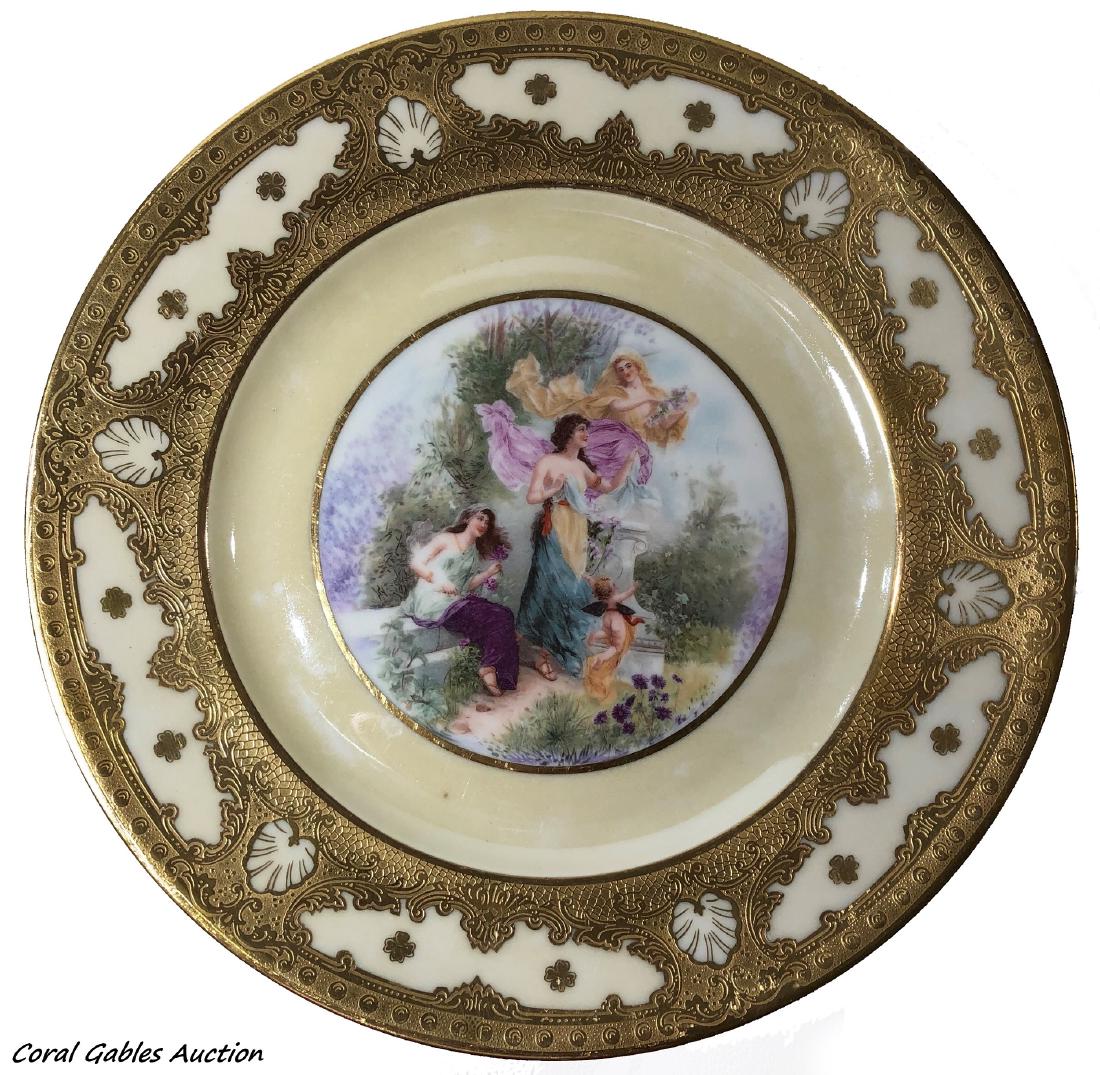 Signed French Limoge Porcelain Dinner Plate Gold (1 of 2)