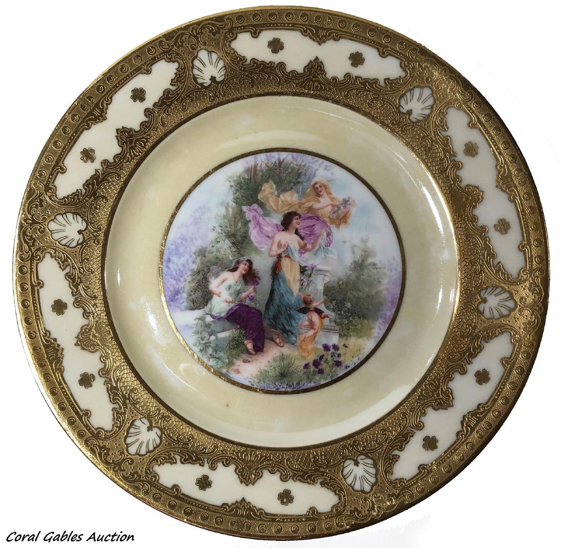 Signed French Limoge Porcelain Dinner Plate Gold (1 of 2)