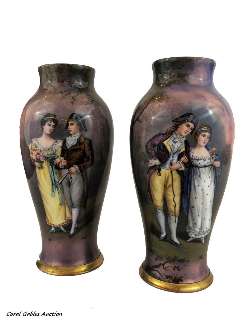 Miniature pair of enamel vases (1 of 3)