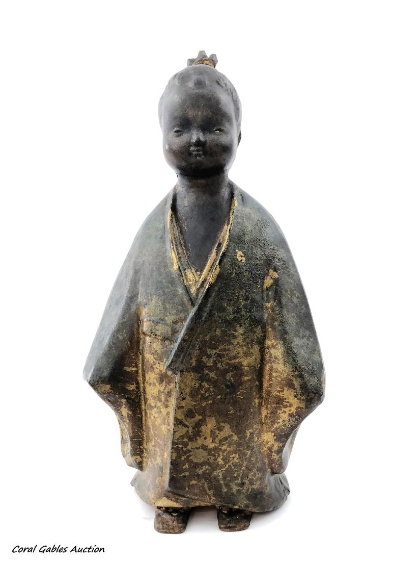 Chinese sculpture art deco of bronze signed with a (1 of 2)