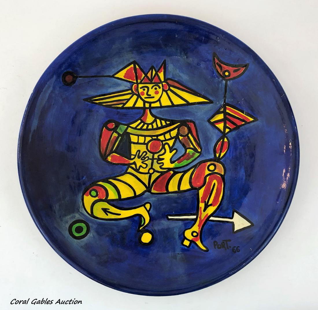 Ceramic plate signed Rene Portocarrero 1966. (1 of 3)