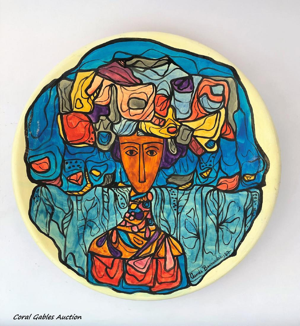 Ceramic plate signed Cundo Bermudez 1987. (1 of 3)