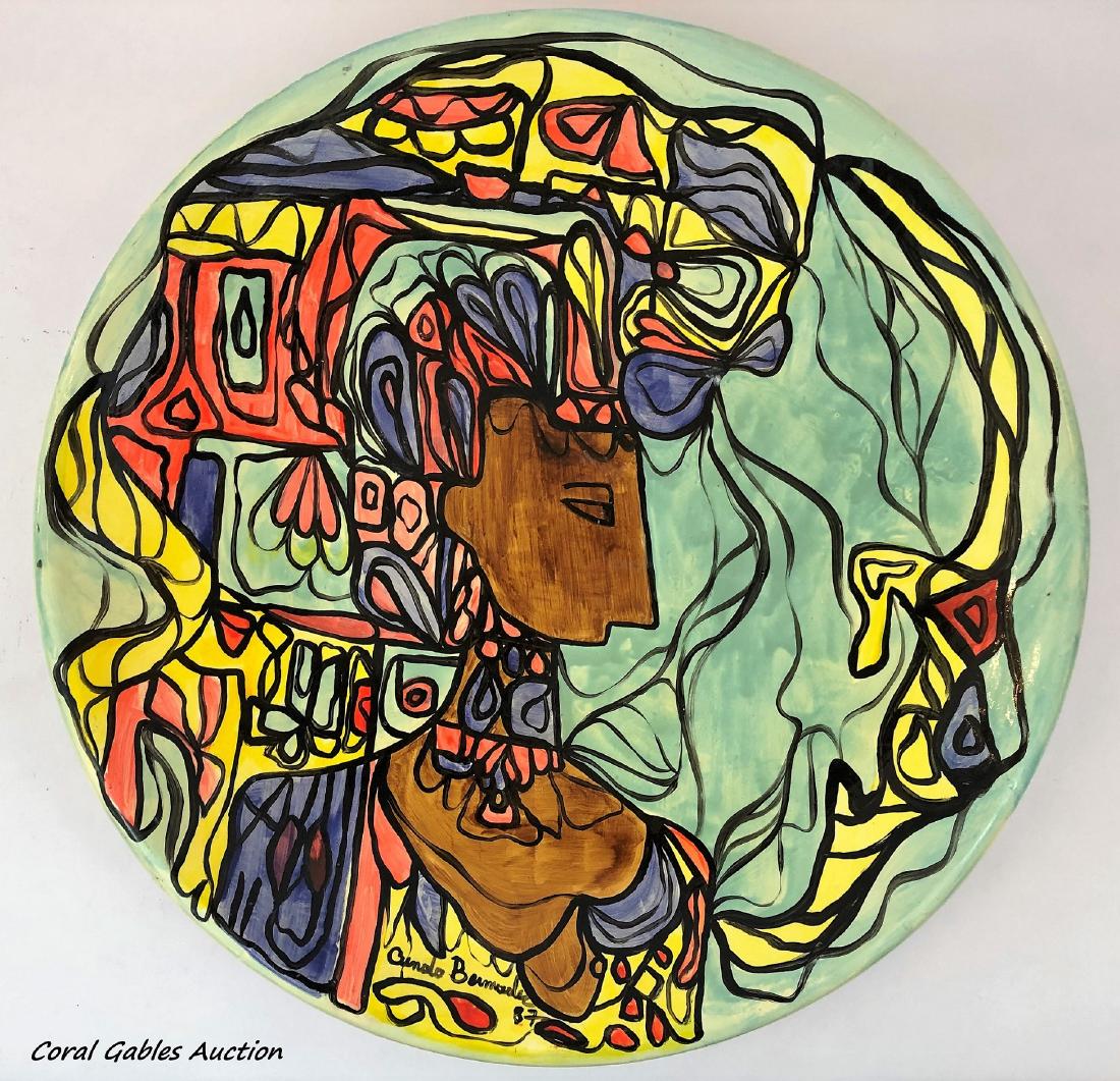 Ceramic plate signed Cundo Bermudez 1987. (1 of 3)